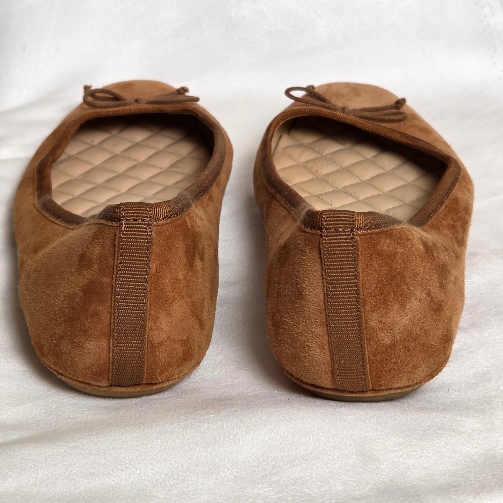 Veronica Beard Beatrix Hazelwood Brown Suede Bow Ballet Ballerina Flats Shoes - Picture 5 of 9